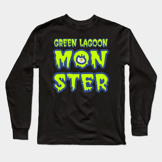 Green Lagoon Monster Long Sleeve T-Shirt by Scar